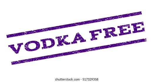 Vodka Free watermark stamp. Text tag between parallel lines with grunge design style. Rubber seal stamp with unclean texture. Vector indigo blue color ink imprint on a white background.