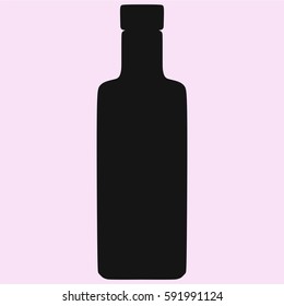 vodka glass bottle vector silhouette isolated