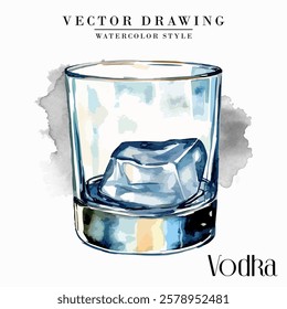 Vodka glass Watercolor Style Stock Vector Illustration 001