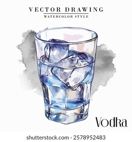 Vodka glass Watercolor Style Stock Vector Illustration 001