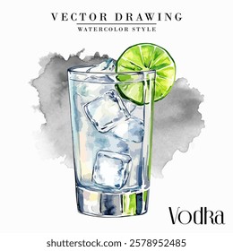 Vodka glass Watercolor Style Stock Vector Illustration 001