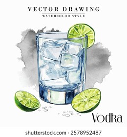 Vodka glass Watercolor Style Stock Vector Illustration 001