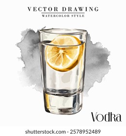 Vodka glass Watercolor Style Stock Vector Illustration 001