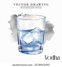 Vodka glass Watercolor Style Stock Vector Illustration 001