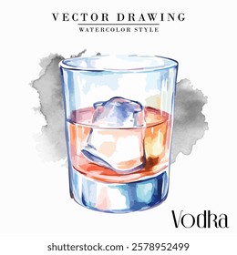 Vodka glass Watercolor Style Stock Vector Illustration 001