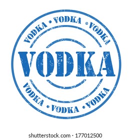 Vodka grunge rubber stamp on white, vector illustration