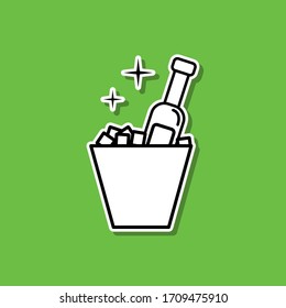 Vodka in ice sticker icon. Simple thin line, outline vector of alcohol drink icons for ui and ux, website or mobile application