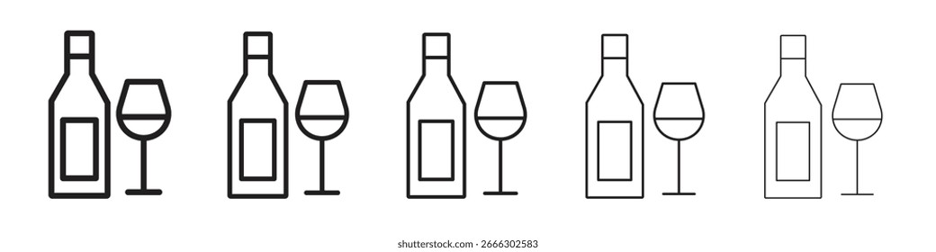 Colección de Vector de arte de línea de icono de vodka sobre fondo blanco