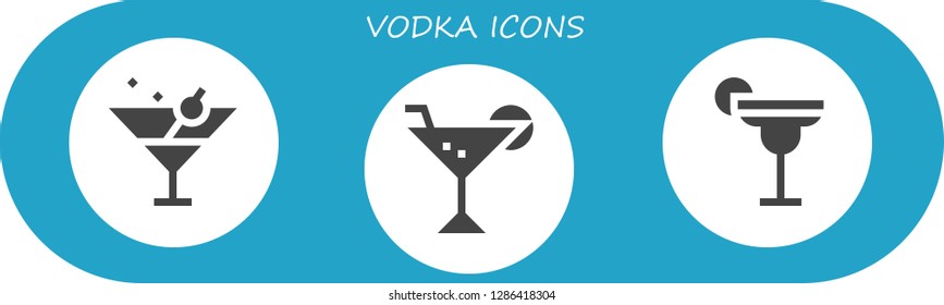  vodka icon set. 3 filled vodka icons. Simple modern icons about  - Martini, Cocktail