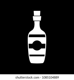 Vodka icon. Silhouette Vodka alcohol bottle vector icon for web design isolated on black background
