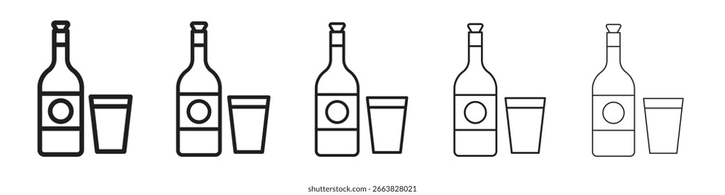 Vodka Icon einfaches bearbeitbares Schlaganfall-Serienpaket. EPS10