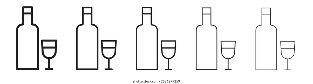 Conjunto de Vector simple de icono de vodka. Ilustración gráfica