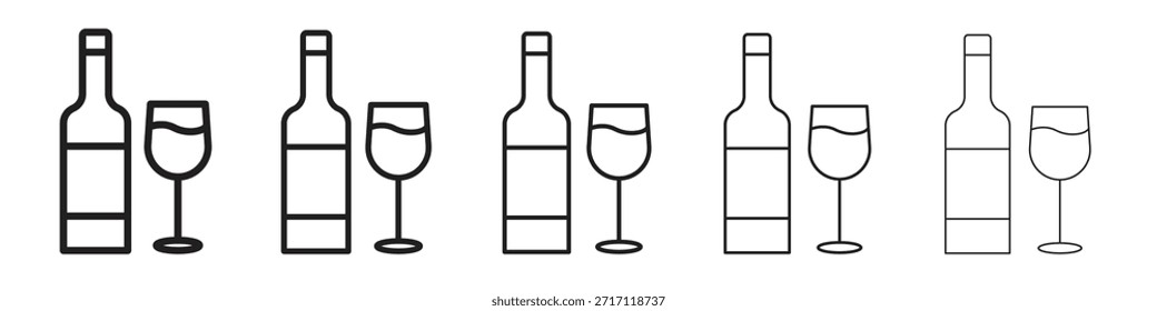 Vodka-Symbol in dünner Linie, schwarze Umrisse und Strichstil
