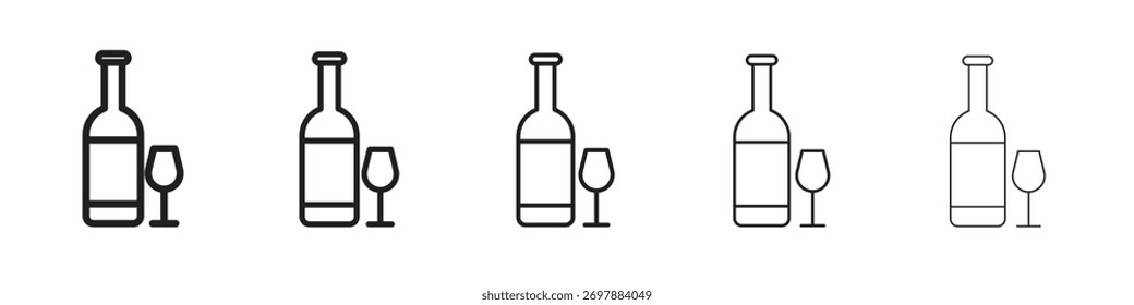 Conjunto de símbolos de icono de vodka. Colección de trazo editable.