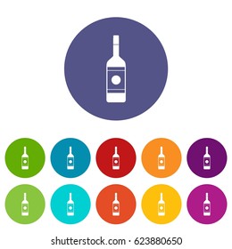 Vodka icons set in circle isolated flat vector illustration