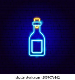 Vodka Neon Sign. Vector Illustration of Ukraine Alcohol Promotion.
