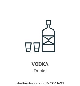 Vodka outline vector icon. Thin line black vodka icon, flat vector simple element illustration from editable drinks concept isolated on white background