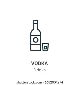 Vodka outline vector icon. Thin line black vodka icon, flat vector simple element illustration from editable drinks concept isolated stroke on white background