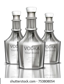 Vodka realistic bottle Vector. Product packaging brand design. Place for text