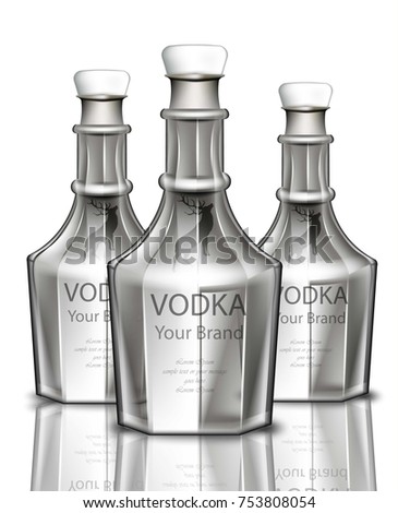 Vodka realistic bottle Vector. Product packaging brand design. Place for text