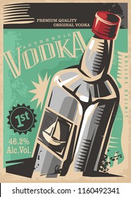 Vodka retro drinks vector poster design