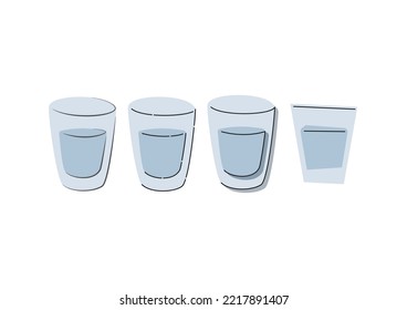 Vodka shot glass on white background. Cartoon sketch graphic design. Doodle style. Colored hand drawn image. Party drink concept for restaurant, cafe, party. Freehand drawing style. Vector.
