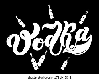  Vodka. Tipo de bebida alcohólica. Letras dibujadas a mano. Ilustración vectorial. Mejor diseño de restaurante o bar