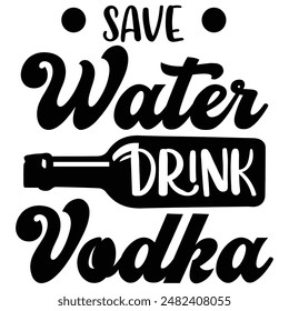 Vodka typography Black Glyph Style vector 