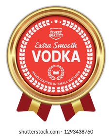 Vodka. Vector Badge with Ribbons.