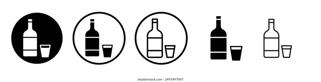 Icono de Vector de vodka en color blanco y negro.