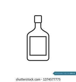 Vodka, Whiskey Bottle Icon Vector Template Illustration Design