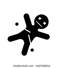 Vodoo doll black icon, concept illustration, vector flat symbol, glyph sign.