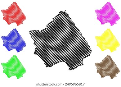Voerendaal municipality (Kingdom of the Netherlands, Holland, Limburg province) map vector illustration, scribble sketch Voelender map