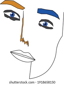 vogue or glamour fashion icon, abstract human face illustration