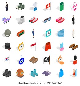 Vogue icons set. Isometric style of 36 vogue vector icons for web isolated on white background