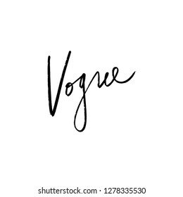 Vogue lettering text. Fashion postcard or banner. Vector and jpg image, clipart.