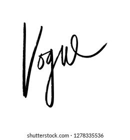 Vogue lettering text. Fashion postcard or banner. Vector and jpg image, clipart.