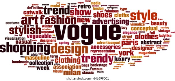 Vogue word cloud concept. Vector illustration