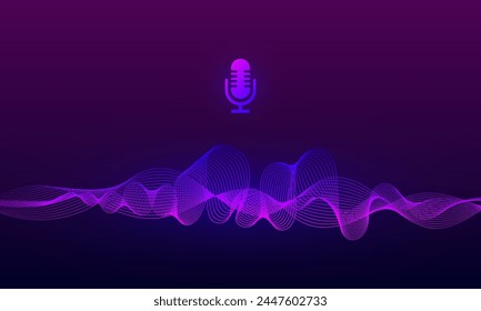 Voice AI Assistant Recognition. Personal Assistant concept. Modern technology. Microphone icon and wave audio spectrum line.