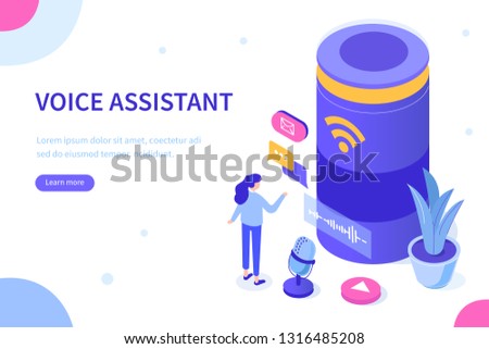 Voice assistance concept. Can use for web banner, infographics, hero images. Flat isometric vector illustration isolated on white background.