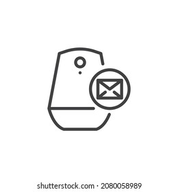 Voice assistance message line icon. linear style sign for mobile concept and web design. Smart speaker email outline vector icon. Symbol, logo illustration. Vector graphics