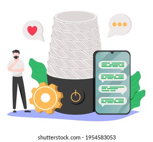 Voice assistant abstract concept vector illustration. Smart speaker apps development, office controller, hands-free phone calling, internet of things, voice command software abstract metaphor.