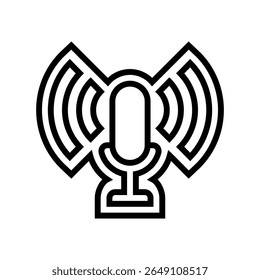 vetor de ícone de linha compatível com o assistente de voz. sinal compatível com o assistente de voz. ilustração em preto do símbolo de contorno isolado
