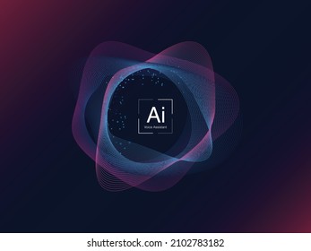 Voice assistant concept. Artificial Intelligence assistant voice. Vector sound wave. Voice control technology, voice and sound recognition. Future Technology. Vector illustration