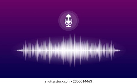 Konzept des Sprachassistenten. Spracherkennung. Schallwelle mit Imitation von Stimme, Ton und Mikrofon. Persönlicher Assistent und Spracherkennung. Vektorgrafik.
