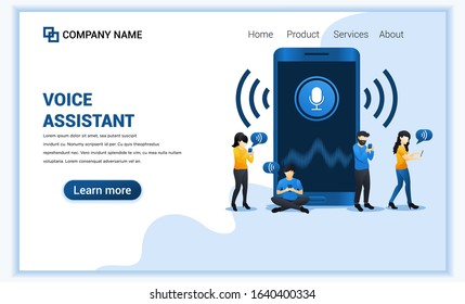 Voice assistant concept, smart digital assistant technology with characters. Can use for web banner, landing page. Modern flat vector illustration