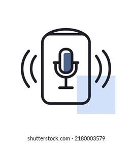 Icono aislado del vector de concepto de asistente de voz. Signo musical. Símbolo gráfico para el diseño de aplicaciones y sitios web de música y sonido, logotipo, aplicación, interfaz de usuario