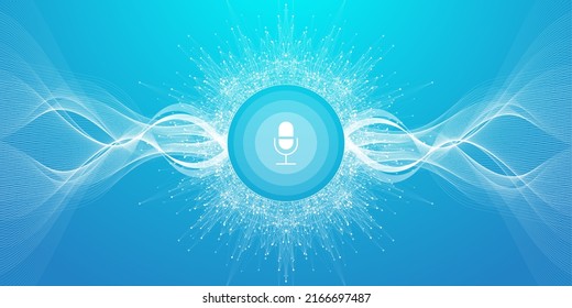 Voice assistant concept. Vector sound wave. Voice and sound recognition equalizer wave flow background. Personal assistant and voice recognition. Abstract amplitude of sound. Vector Illustration