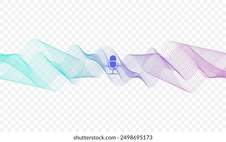 Voice assistant concept. Vector sound wave. Voice and sound recognition equalizer wave flow background. Personal assistant and voice recognition concept gradient vector illustration