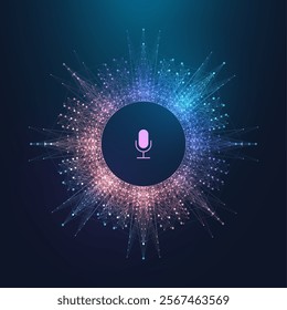 Voice assistant concept. Vector sound wave. Voice and sound recognition equalizer wave flow background. Personal assistant and voice recognition concept gradient vector illustration.